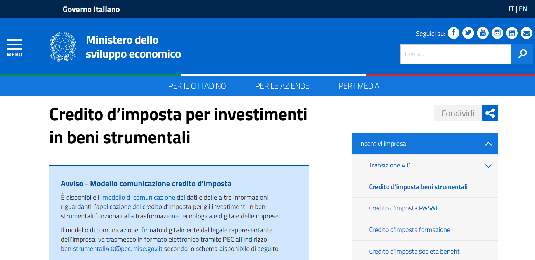 Credito D’imposta Per L'acquisto Di Beni Strumentali 4.0